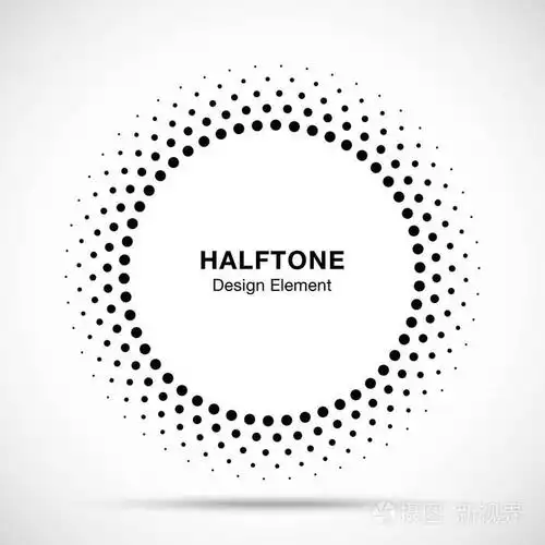 圆形边框图标使用半色调圆点光栅纹理