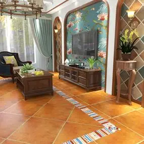 美式田园客厅地砖600x600复古哑光纯色防滑瓷砖卧室餐厅阳台地砖