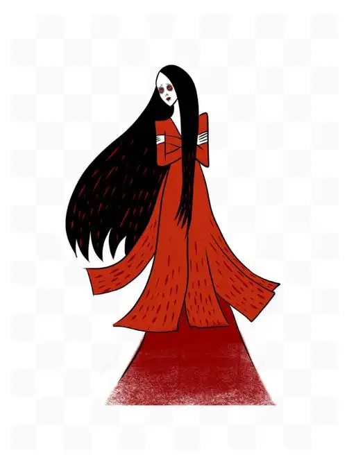 中元节可爱卡通女鬼手绘风万圣节月卡通夜巫女炼制药剂节日元素西方