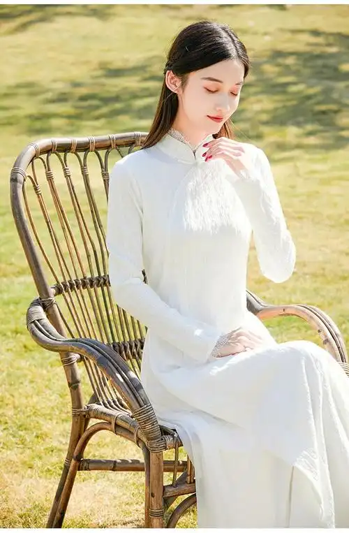 禅意女装秋冬禅服佛系女冬季奥黛改良旗袍年风连衣裙白色仙气茶服女