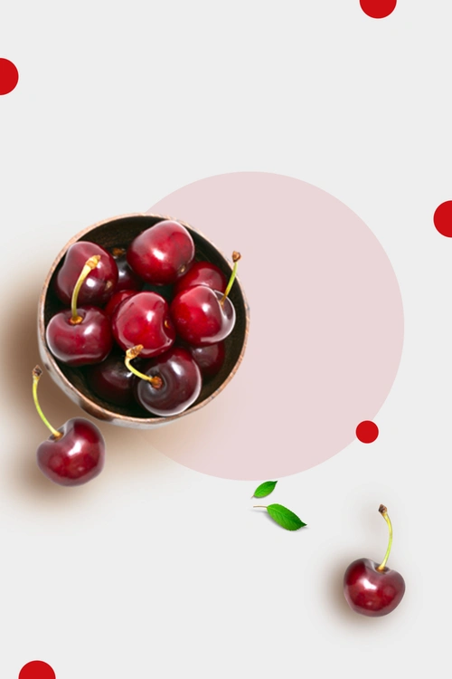 米色简约车厘子水果生鲜背景