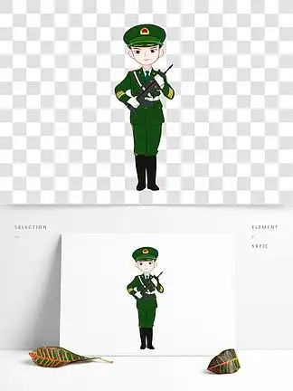 手绘国庆节 i>拿 /i> i>枪 /i>站岗的士兵