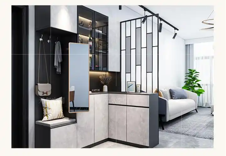 可狄 玄关柜鞋柜隔断柜转角家用置物柜现代简约进门l型屏风隔断柜多