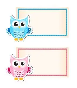 框架,白色的空白表单,卡通猫头鹰照片