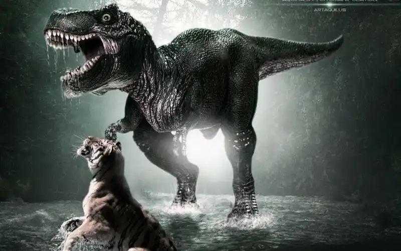 当年贴吧老虎大战霸王龙的一幕 如今出现在了游戏里面_哔哩哔哩_bili