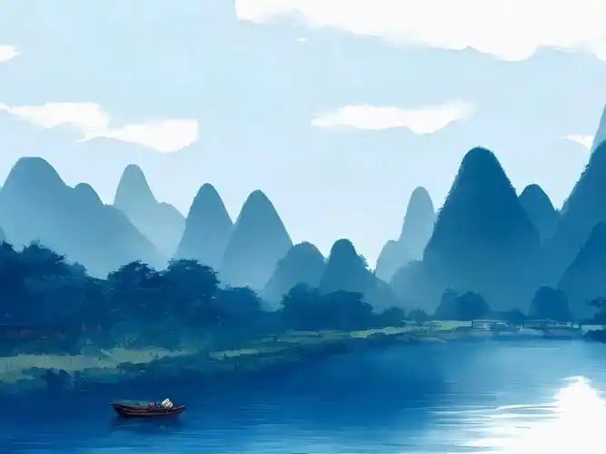 桂林山水水墨画