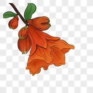 石榴花手绘图片