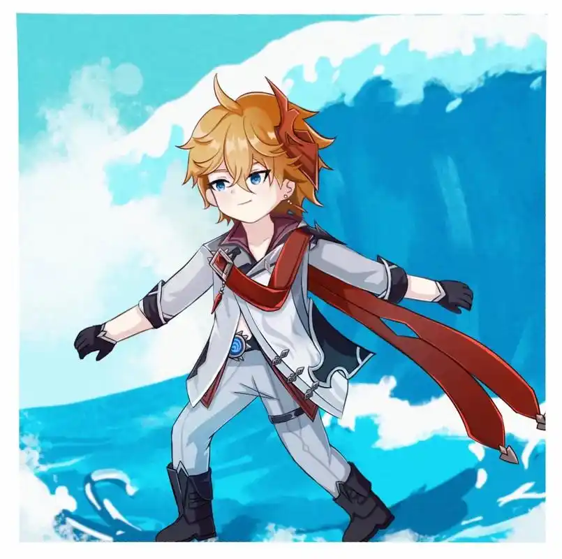 今天的q版原神公子达达利亚头像绘画.#原神 #达达利亚 #原 - 抖音