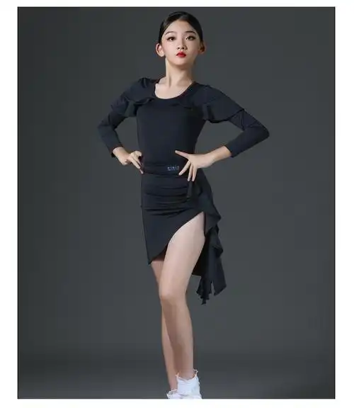 夏季少儿拉丁舞服装儿童半身裙新款拉丁舞服半身裙舞蹈短裙儿童表演服