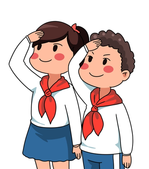 向国旗敬礼男学生敬礼图片卡通少先队员矢量图红领巾学生矢量图可爱