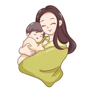 卡通可爱母婴抱娃娃插画素材png
