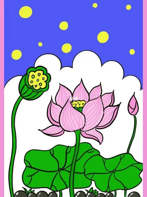 荷花,莲花.#创意儿童画  #儿童画