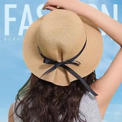 新款子女 夏天女韩版防晒帽 宽檐可折叠太阳帽沙滩帽女帽子遮阳帽