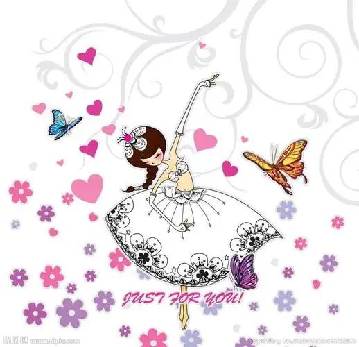 穿着足尖鞋跳舞的动漫芭蕾女孩