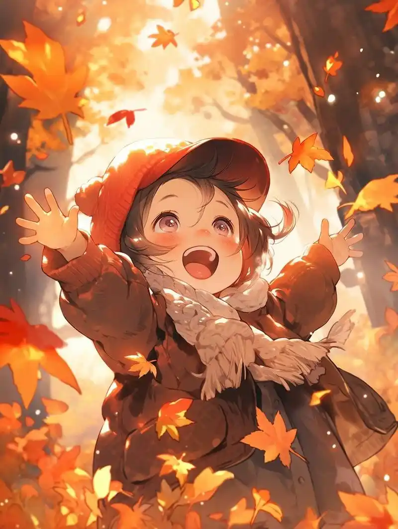 生女儿系列2--秋天可爱女孩头像壁纸 治愈 的笑容加上金色的阳光,心情