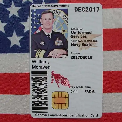 新版芯片卡 美国海豹突击队身份id卡 美国海豹特种部队身份id卡