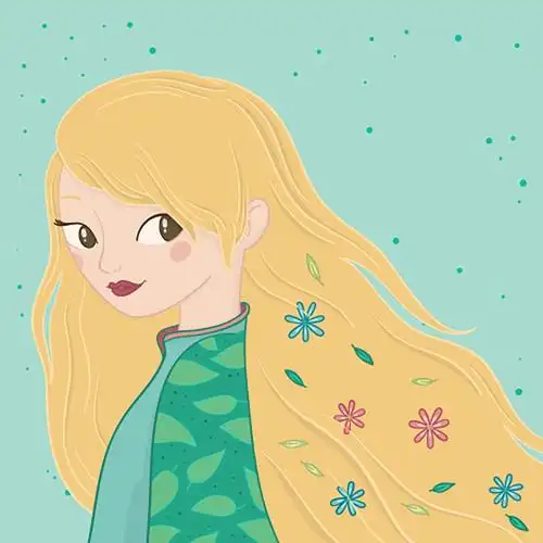 可爱卡通长发女孩女人女生妇女节女神节海报背景