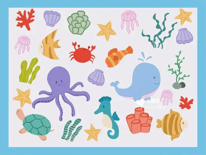 38海洋生物简笔画过程线稿上色