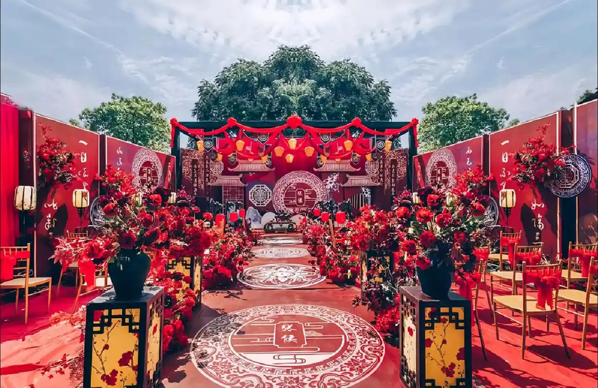 小预算农村中式婚礼.#场景布置 #案例作品 #泉州统源莱喜婚 - 抖音