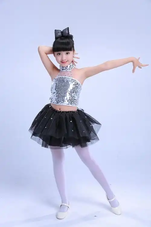 儿童爵士舞演出服蓬蓬裙现代舞台走秀亮片女童舞蹈表演
