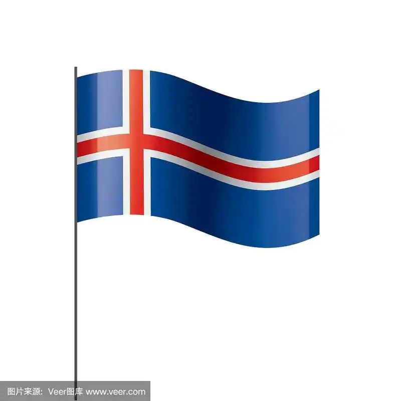 冰岛国旗,矢量插图在白色的背景