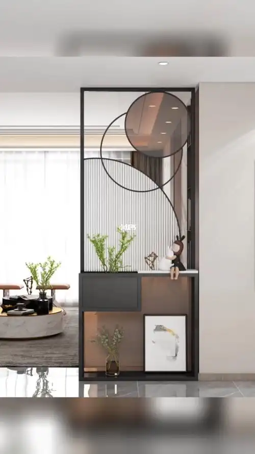 轻奢长虹玻璃入户屏风现代简约客餐厅创意储