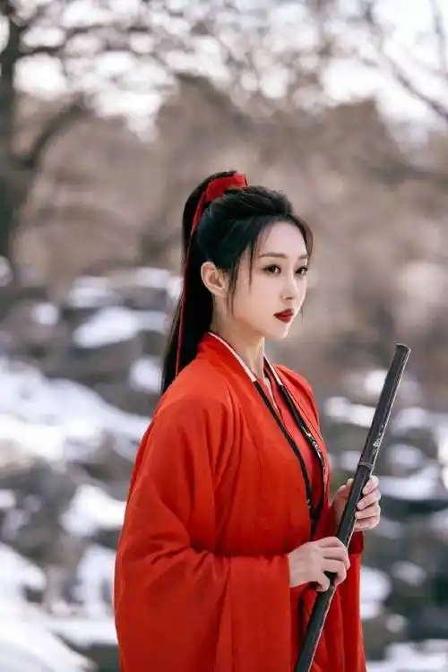 师姐宣璐晒古装红衣造型江湖儿女肆意洒脱