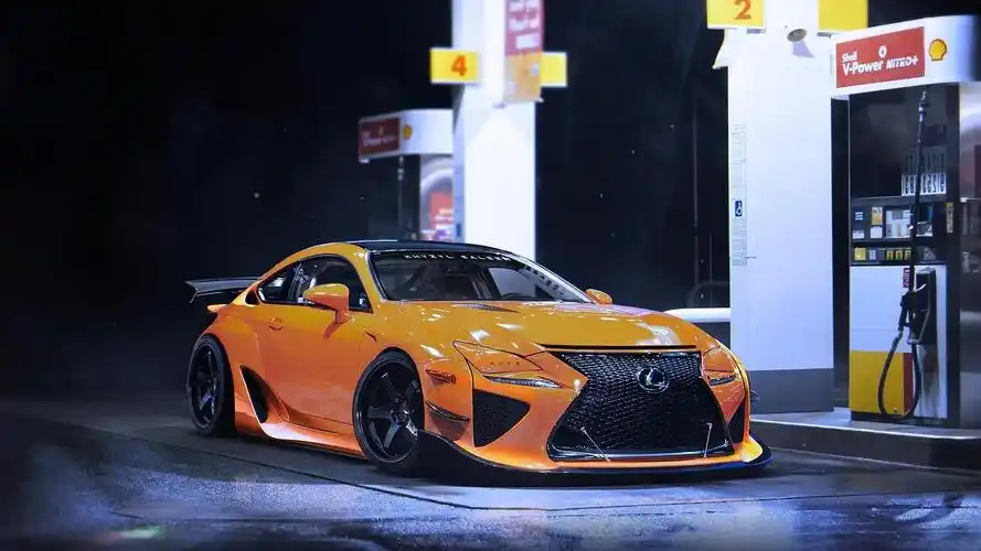 雷克萨斯rcfa黄色跑车晚上壁纸