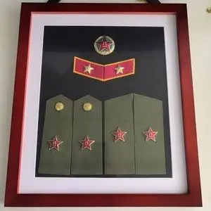 相框摆件老式军衔85式肩牌士官干部兵衔85帽徽领章退伍军人留念