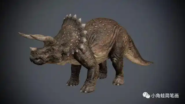 角龙科的三角龙开角龙牛角龙等恐龙简笔画