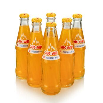 冰峰icepeak无糖橙味汽水200mlx6玻璃瓶装碳酸饮料童年怀旧西安特产
