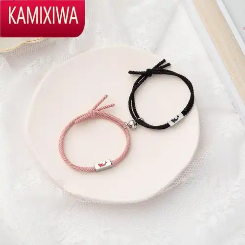 kamixiwa情侣手链男士ins设计钛钢手绳网红小皮筋送男朋友小动物头饰