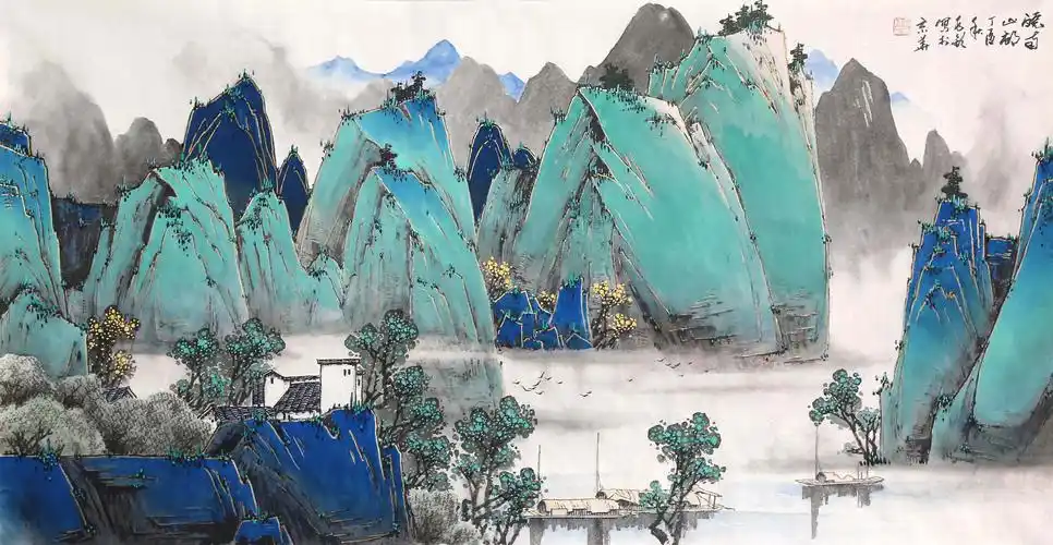 墨色丹青国画青绿山水欣赏当代实力派画家宋兆钦