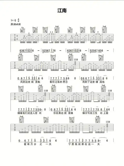 江南林俊杰吉他谱初学必备