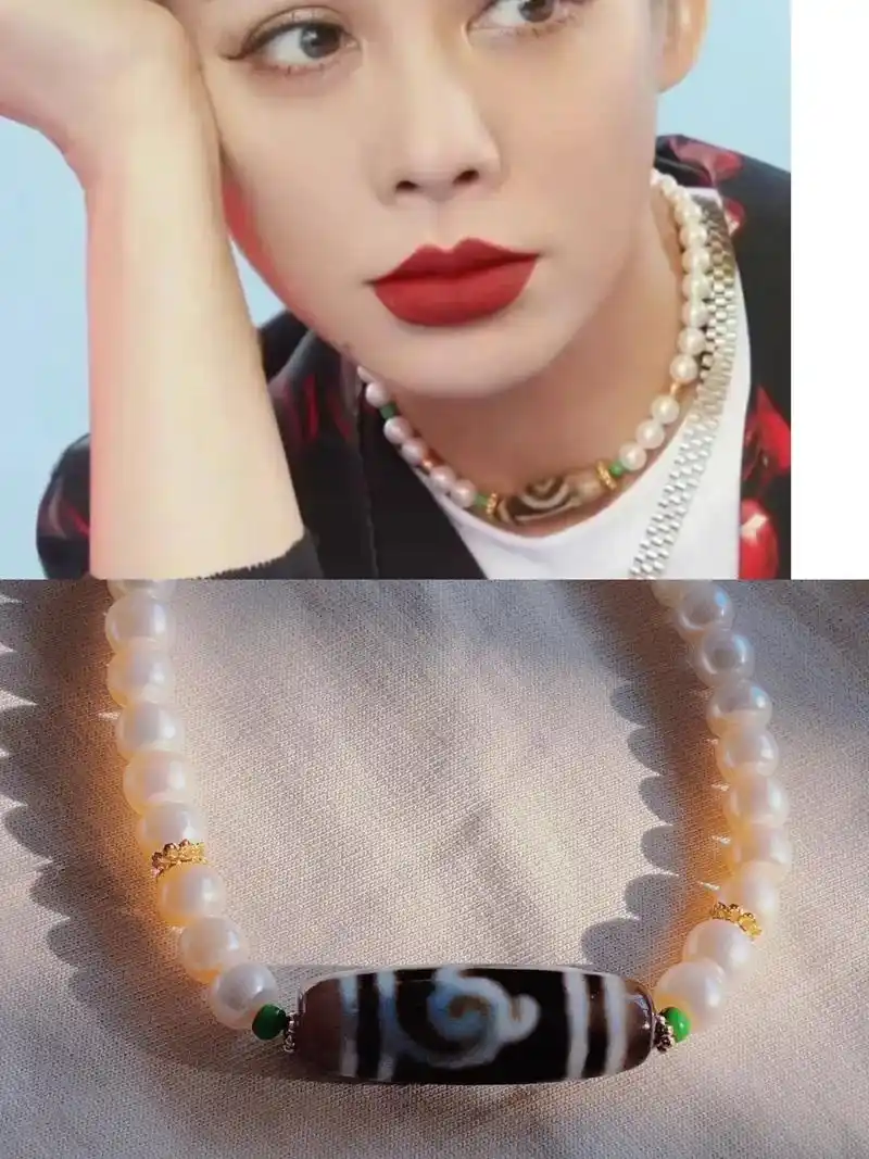 宁静同款珍珠天珠项链