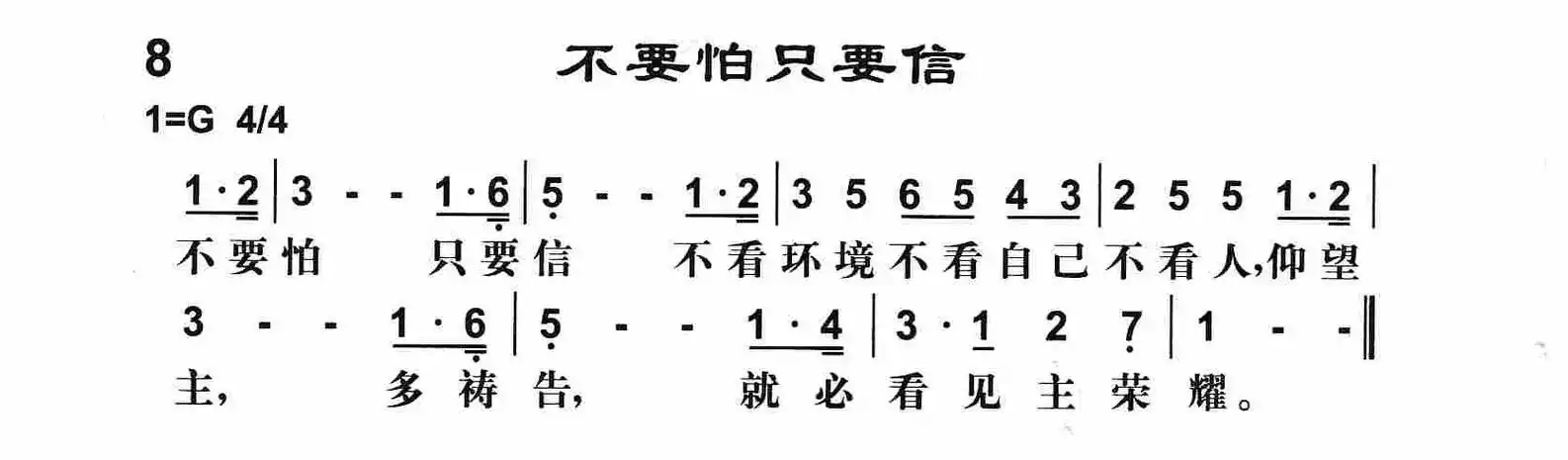 不要怕只要信) / 南窗听雨编辑相关歌谱:[简谱]第232首 -不要怕只
