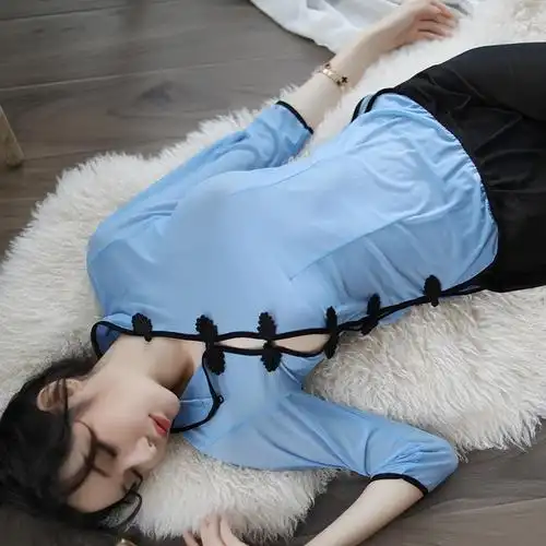 超短裙透明夜色行小短裙无内学生旗袍连衣裙民国风裙子透明网纱超短裙