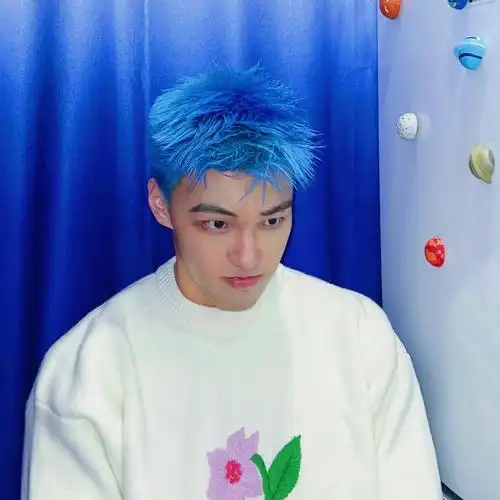 我用的是蓝色洗发水,洗两次就是这个颜色了(记得一定要漂够到白金色