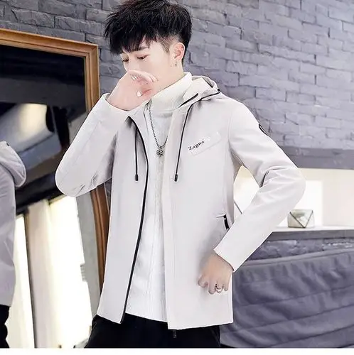 青少年学生加绒加厚外套男士秋冬夹克韩版潮流男装休闲时尚上衣服