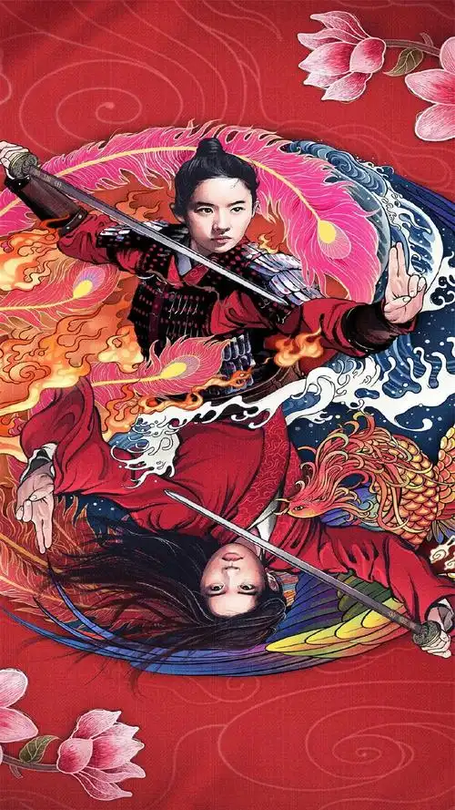 花木兰手绘插画高清手机壁纸_卡通_手机壁纸下载_美桌网