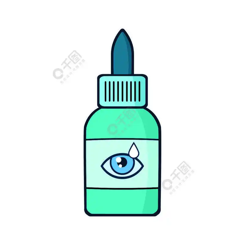 卡通眼药水塑料瓶在白色背景上隔离的矢量图