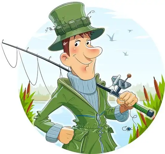 卡通渔夫和鱼