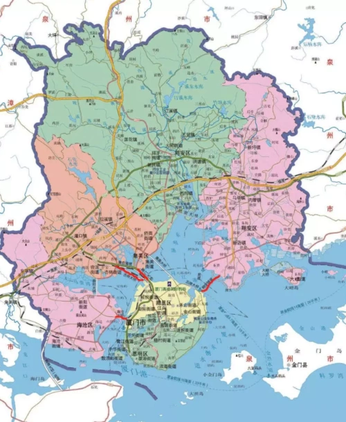 厦门行政区划图  来源:搜狗图片