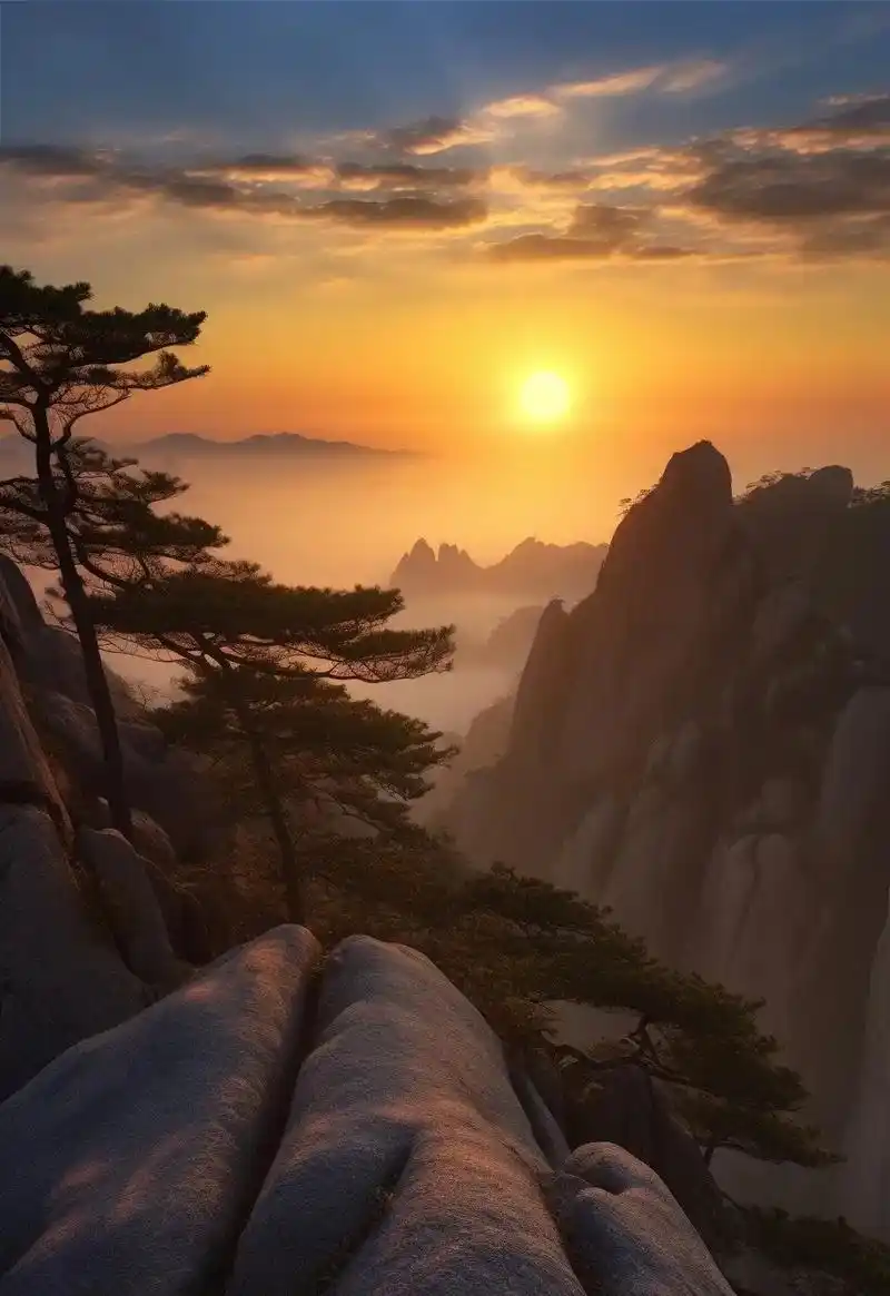 温柔的太阳,在老松之间的喜怒间歇,是一道最美丽的风景,而和你 - 抖音