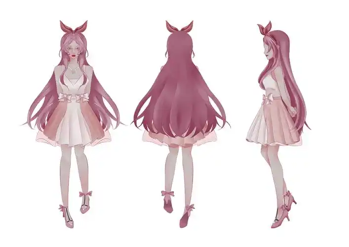 人物三视图人物服装人物表情包插画展示原创作品插画概念设定容貌焦虑