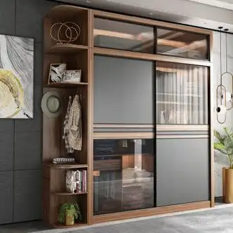 悠诗柏北欧推拉门衣柜简约现代家用卧室实木质玻璃移门组装整体大衣橱