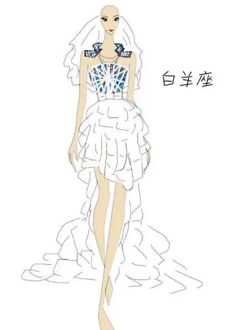 白羊星座仙女简笔画白羊座美女简笔画十二星座简笔画手绘之白羊座娃娃