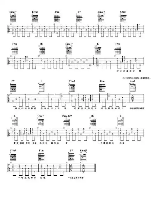 夏夜晚风吉他谱_伍佰_e调超原版_吉他弹唱演示视频