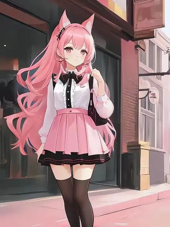 ai图片,粉色动漫,治愈系,裙子,制服. - 抖音