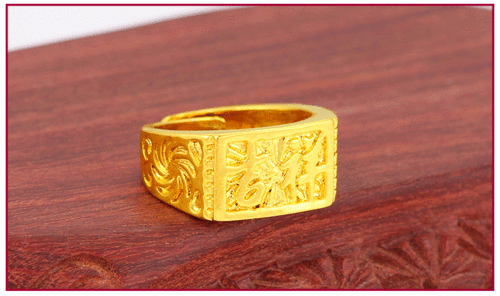 镀黄金男士戒指 沙金吉祥男戒 镀金首饰 镀24k金饰品